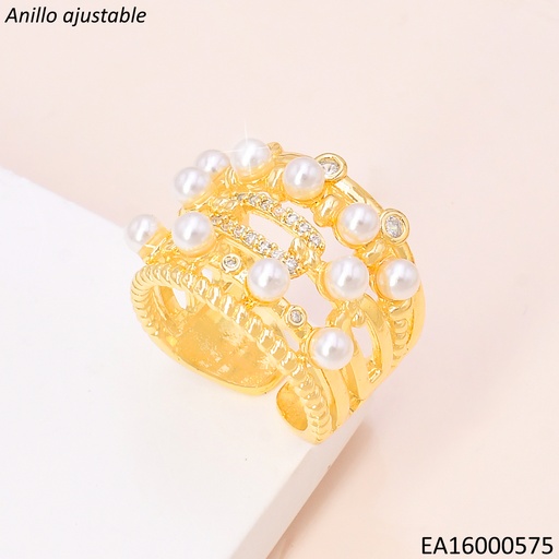 [EA16000575] ANILLO DOR LINEAS LISAS/TORNEADAS/PERLAS CENTRO RE317-9