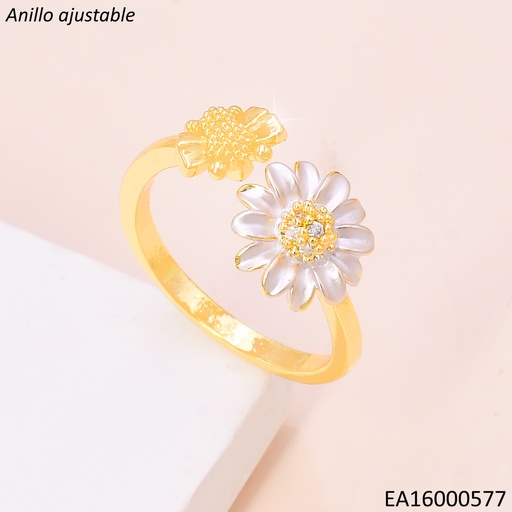 [EA16000577] ANILLO DOR AJUSTABLE FLOR / ABEJA RE314-9