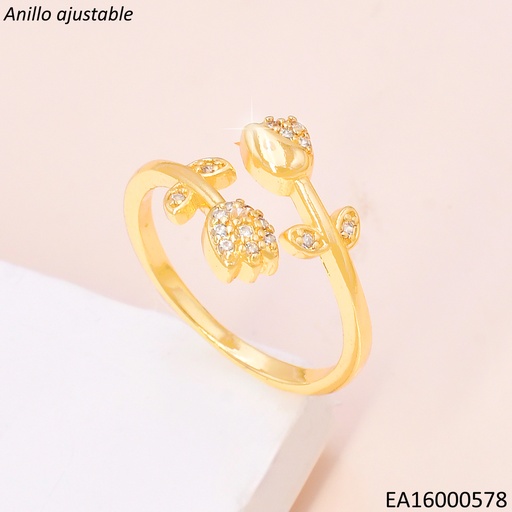 [EA16000578] ANILLO DOR DOBLE TULIPAN HORIZONTAL RE315-9