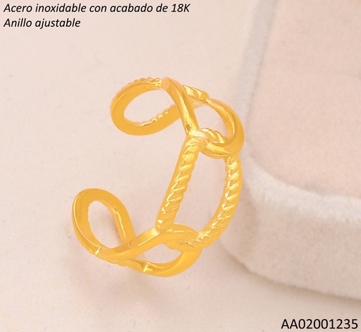 [AA02001235] ANILLO ACERO INOX. ACABADO 18K.OV LISO/TORNEADO P25070122
