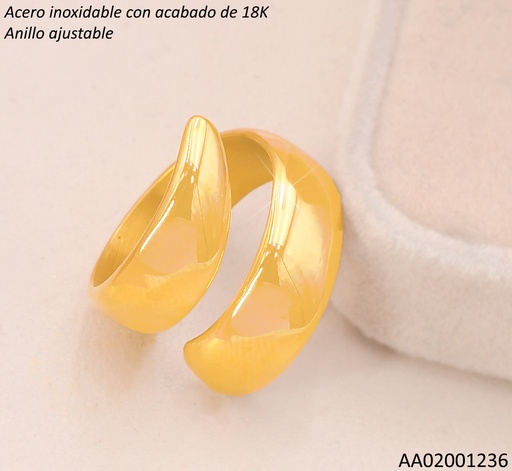 [AA02001236] ANILLO ACERO INOX. ACABADO 18K.2 PUNTAS OPUESTAS P25070126