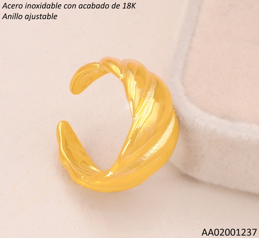 [AA02001237] ANILLO ACERO INOX. ACABADO 18K.ANCHO LINEAS DIAG.P25070136
