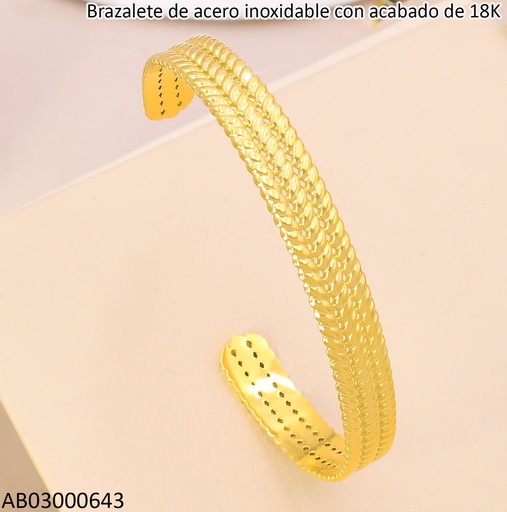 [AB03000643] BRAZALETE ACERO INOX. ACABADO 18K.TRIPLE TORN P25070086