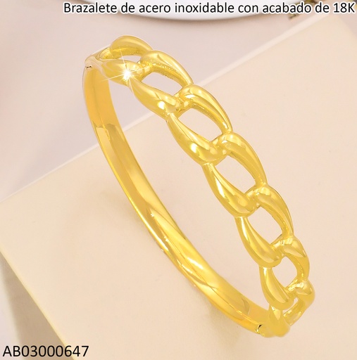[AB03000647] BRAZALETE ACERO INOX. ACABADO 18K. ESLAB. CAD P25070106