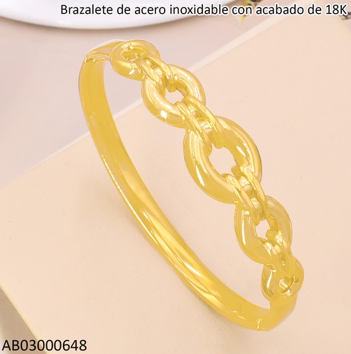[AB03000648] BRAZALETE ACERO INOX. ACABADO 18K. ESLAB. CAD OV P25070105