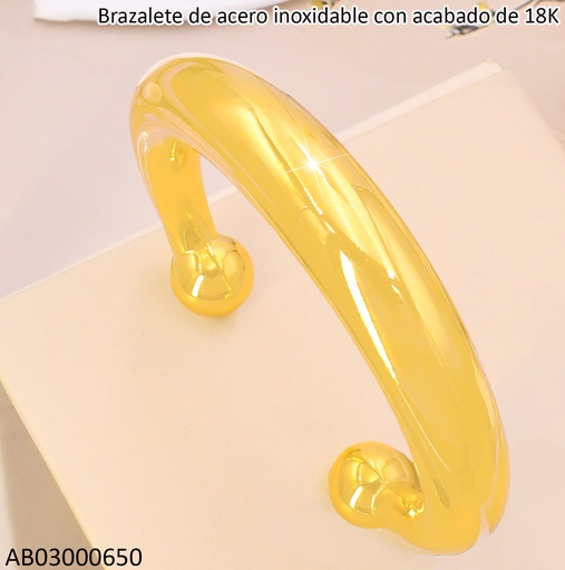 [AB03000650] BRAZALETE ACERO INOX. ACABADO 18K.INFLADO/2 PELOT.P25061416001