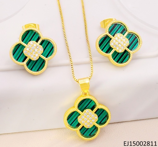 [EJ15002811] SET VAN CLEEF VERDE CENTRO RD. ZIRCONIAS SE1108-9