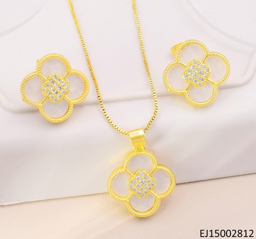 [EJ15002812] SET VAN CLEEF BLANCO CENTRO RD. ZIRCONIAS SE1107-9