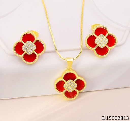 [EJ15002813] SET VAN CLEEF ROJO CENTRO RD. ZIRCONIAS SE1109-9