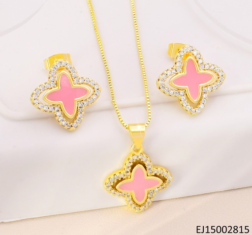 [EJ15002815] SET VAN CLEEF ROSADO BORDE EXTERNO ZIRCONIAS SE1076-9