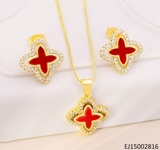 [EJ15002816] SET VAN CLEEF ROJO BORDE EXTERNO ZIRCONIAS SE1073-9