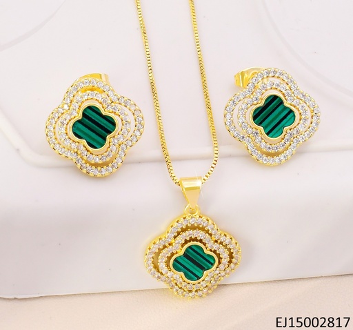[EJ15002817] SET VAN CLEEF VERDE DOBLE BORDE ZIRCONIAS SE1083-9