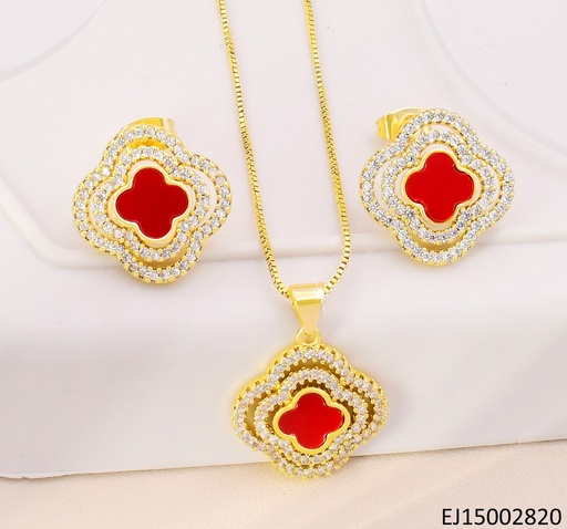 [EJ15002820] SET VAN CLEEF ROJO DOBLE BORDE ZIRCONIAS SE1086-9