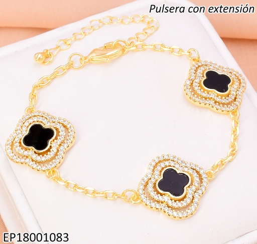 [EP18001083] PULSERA DOR DOBLE CROQUI VAN CLEEF ZIRC/ VAN CLEEF CENTRO NEGRA BE643-9