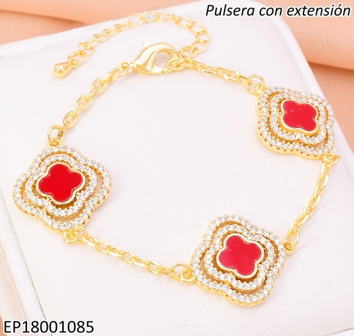 [EP18001085] PULSERA DOR DOBLE CROQUI VAN CLEEF ZIRC/ VAN CLEEF CENTRO ROJO BE646-9