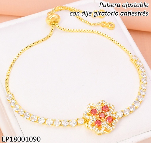 [EP18001090] PULSERA DOR AJUSTABLE VAN CLEEF NARANJA ZIRC/ ANTI-ESTRÉS/ZIRC. BE701-9