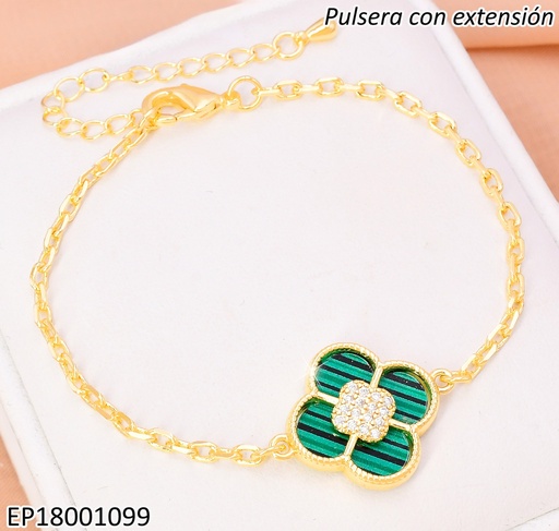 [EP18001099] PULSERA VAN CLEEF VERDE CENTRO CUADRO ZIRCONIAS BE623-9