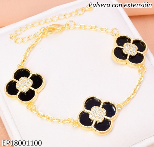 [EP18001100] PULSERA 3 VAN CLEEF NEGRO CENTRO CUADRO ZIRCONIAS BE631-9