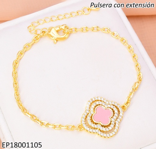 [EP18001105] PULSERA DOR DOBLE CROQUI VAN CLEEF ZIRC/ VAN CLEEF CENTRO ROSA BE637-9