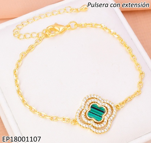 [EP18001107] PULSERA DOR DOBLE CROQUI VAN CLEEF ZIRC/ VAN CLEEF CENTRO VERDE BE640-9