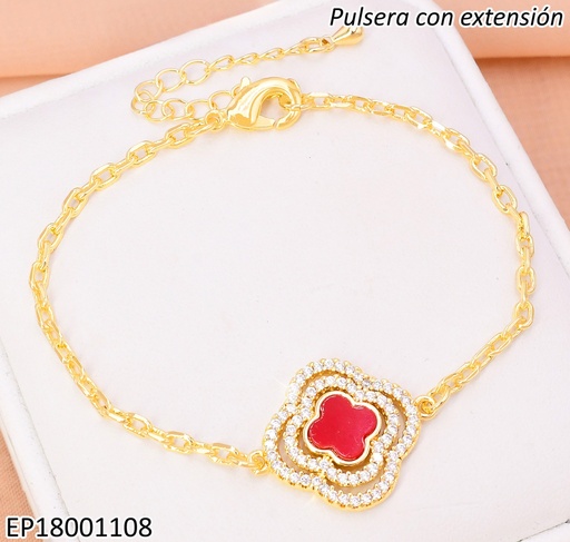 [EP18001108] PULSERA DOR DOBLE CROQUI VAN CLEEF ZIRC/ VAN CLEEF CENTRO ROJO BE638-9