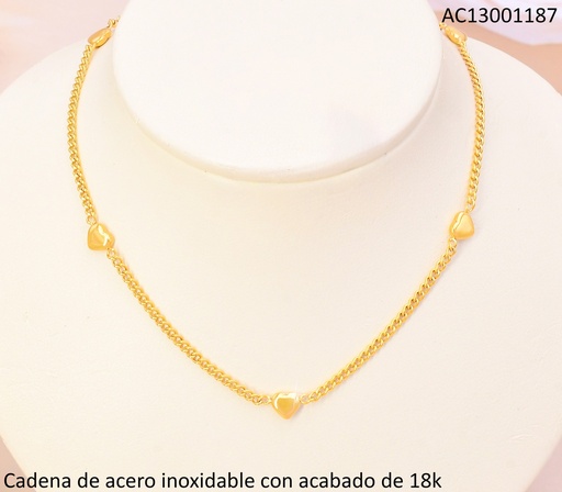 [AC13001187] CADENA ACERO INOXIDABLE ACABADO 18K DORADA DIJES CORAZONES P25070046001