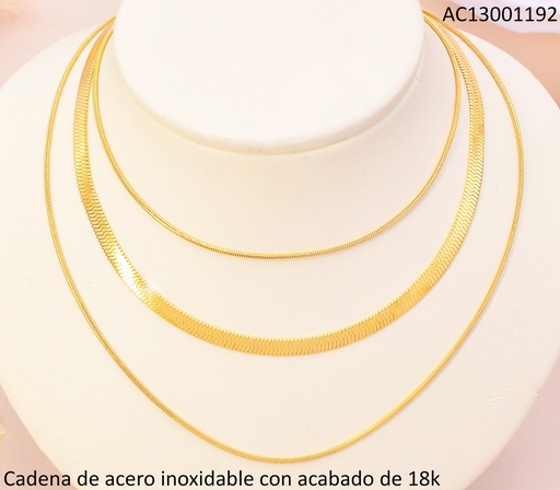 [AC13001192] CADENA ACERO INOXIDABLE ACABADO 18K  SERPIENTE/COLA RATON P25070222001
