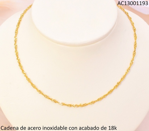 [AC13001193] CADENA ACERO INOXIDABLE ACABADO 18K FINA TORNEADA P25070221001