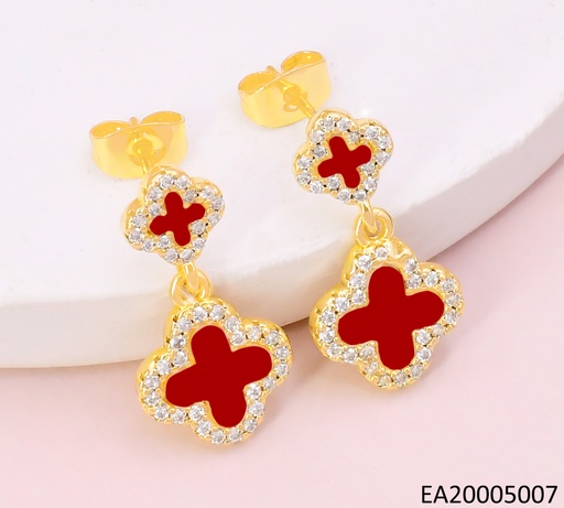[EA20005007] ARETES VAN CLEEF (2) VERT.ROJO BORDE ZIRC. EE4151-9