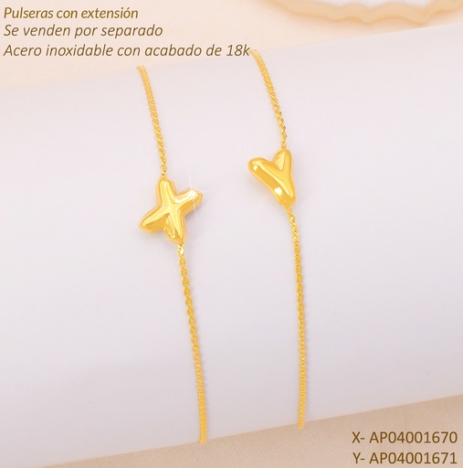 [AP04001671] PULSERA ACERO INOX. ACABADO 18K. LETRA "Y" P25070040