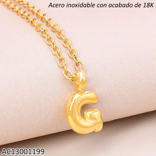 [AC13001199] CADENA ACERO INOX. ACABADO 18K.INICIAL "G" P25070039