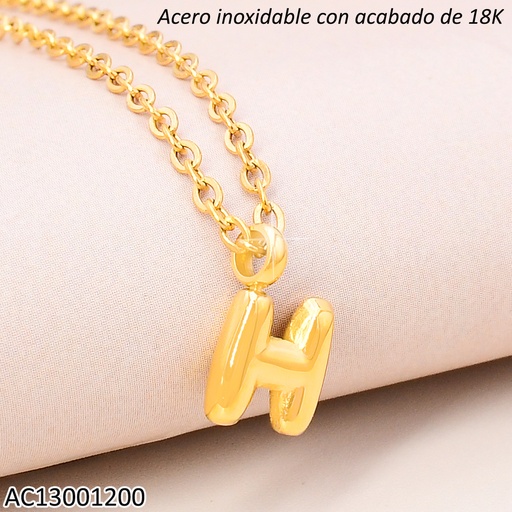 [AC13001200] CADENA ACERO INOX. ACABADO 18K.INICIAL "H" P25070039