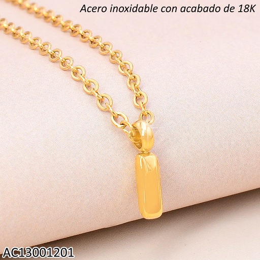 [AC13001201] CADENA ACERO INOX. ACABADO 18K.INICIAL "I" P25070039