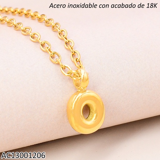 [AC13001206] CADENA ACERO INOX. ACABADO 18K.INICIAL "O" P25070039