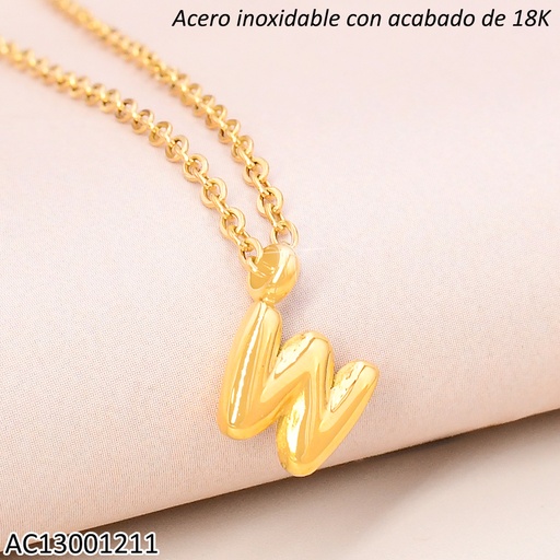[AC13001211] CADENA ACERO INOX. ACABADO 18K.INICIAL "W" P25070039