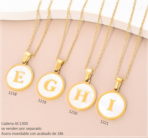 [AC13001218] CADENA ACERO INOX. ACABADO 18K.INICIAL "E" DIJE RD P25061368