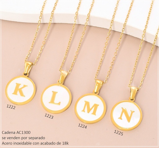 [AC13001225] CADENA ACERO INOX. ACABADO 18K.INICIAL "N" DIJE RD P25061368