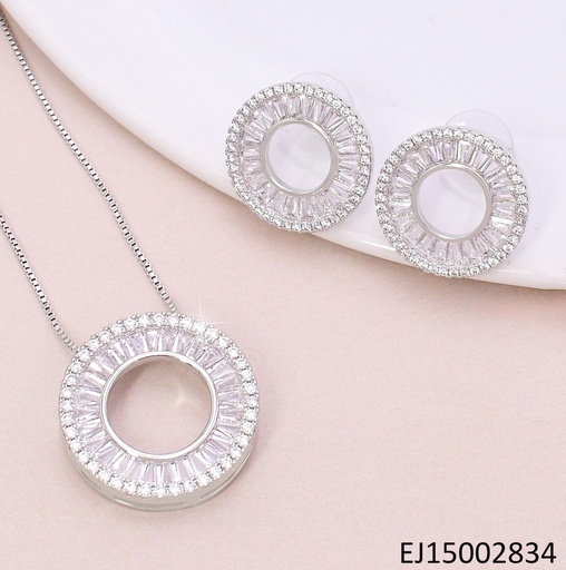 [EJ15002834] SET PLAT.CIRCULO ANCHO ZIRC.RECTANGULARES SE1213-6