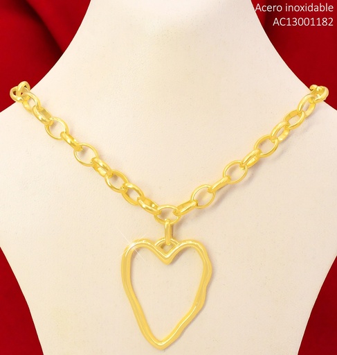 [AC13001182] CADENA DORADA DIJE CROQUI CORAZON CA495-45