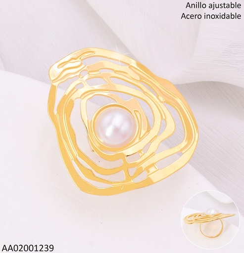[AA02001239] ANILLO ROSA CALADA CENTRO PERLA RA574-45