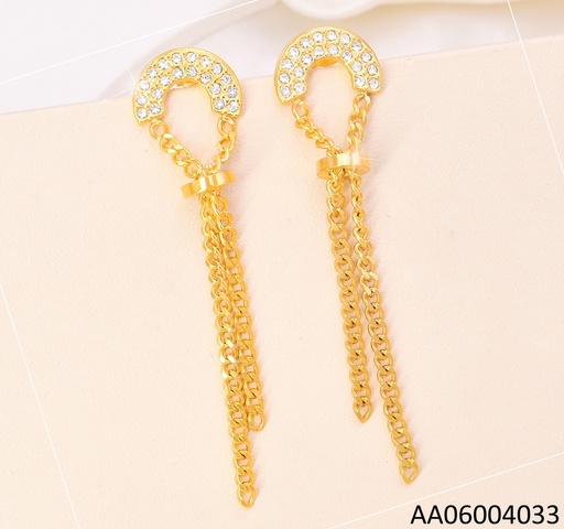 [AA06004033] ARETES DORADO ARCO ZIRC/ CADENAS UNIDAS CENTRO EA1287-45
