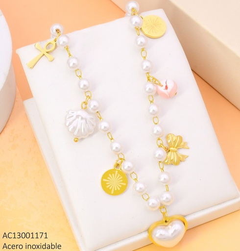 [AC13001171] CADENA PERLAS / CRUZ/ PERLA/LAZO/CORAZON CA487-45