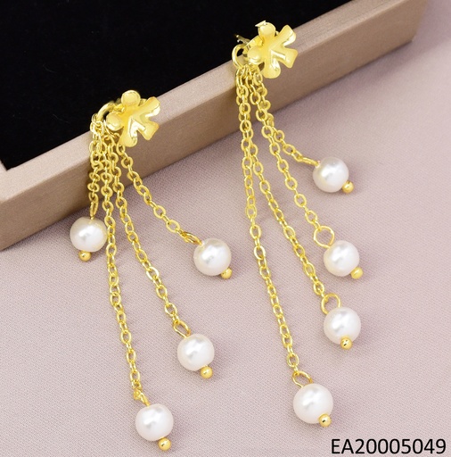 [EA20005049] ARETES DOR FLOR 5 PETALOS CADENAS PERLITAS EE4048-9