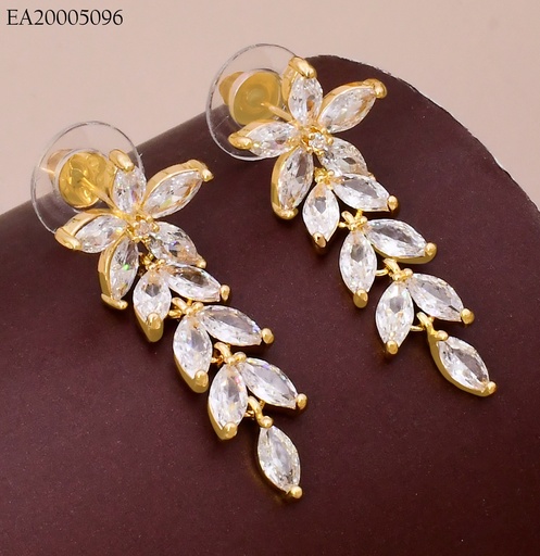 [EA20005096] ARETES DOR FLOR /HOJITAS ZIRC. VERT EE4390-6