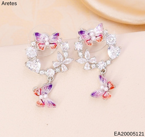 [EA20005121] ARETES PLAT. GUIRNALDA CRISTAL C/MARIPOSAS EE4465-6