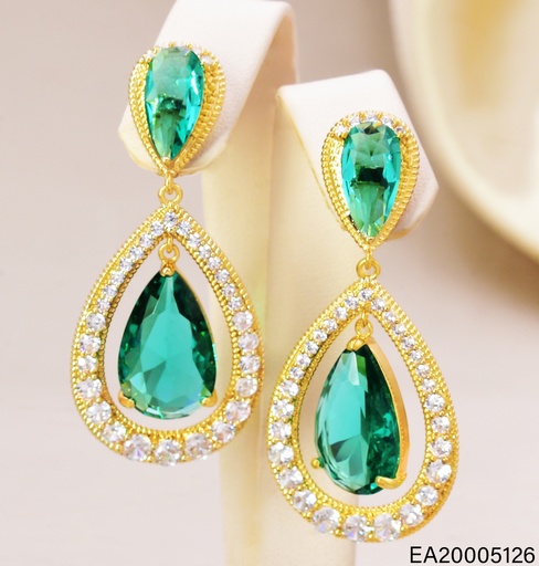 [EA20005126] ARETES DOR ZIRC VERDE GOTA EE4492-6