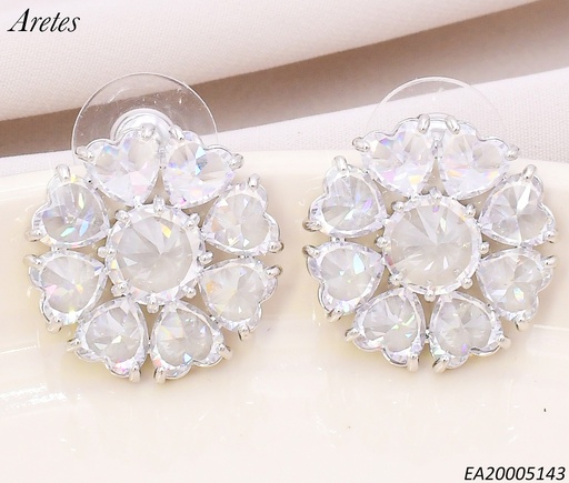 [EA20005143] ARETES PLAT.FLOR RD.PETALOS ZIRC.CORAZON EE4539-6