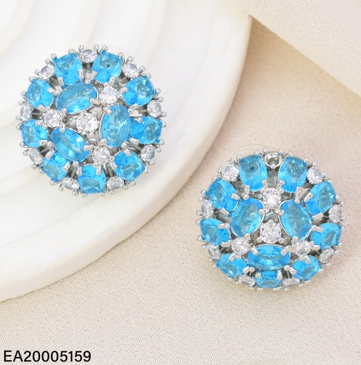 [EA20005159] ARETES PLAT REDONDO ZIRC. CELESTE/CRISTAL EE4555-6