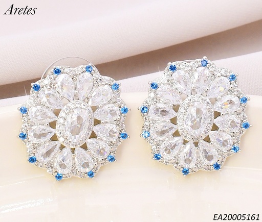[EA20005161] ARETES PLAT.RD.BORDES PUNTEADOS ZIRC.AZUL EE4557-6