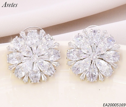 [EA20005169] ARETES PLAT.RD ZIRCONIAS/FLOR CENTRO EE4569-6